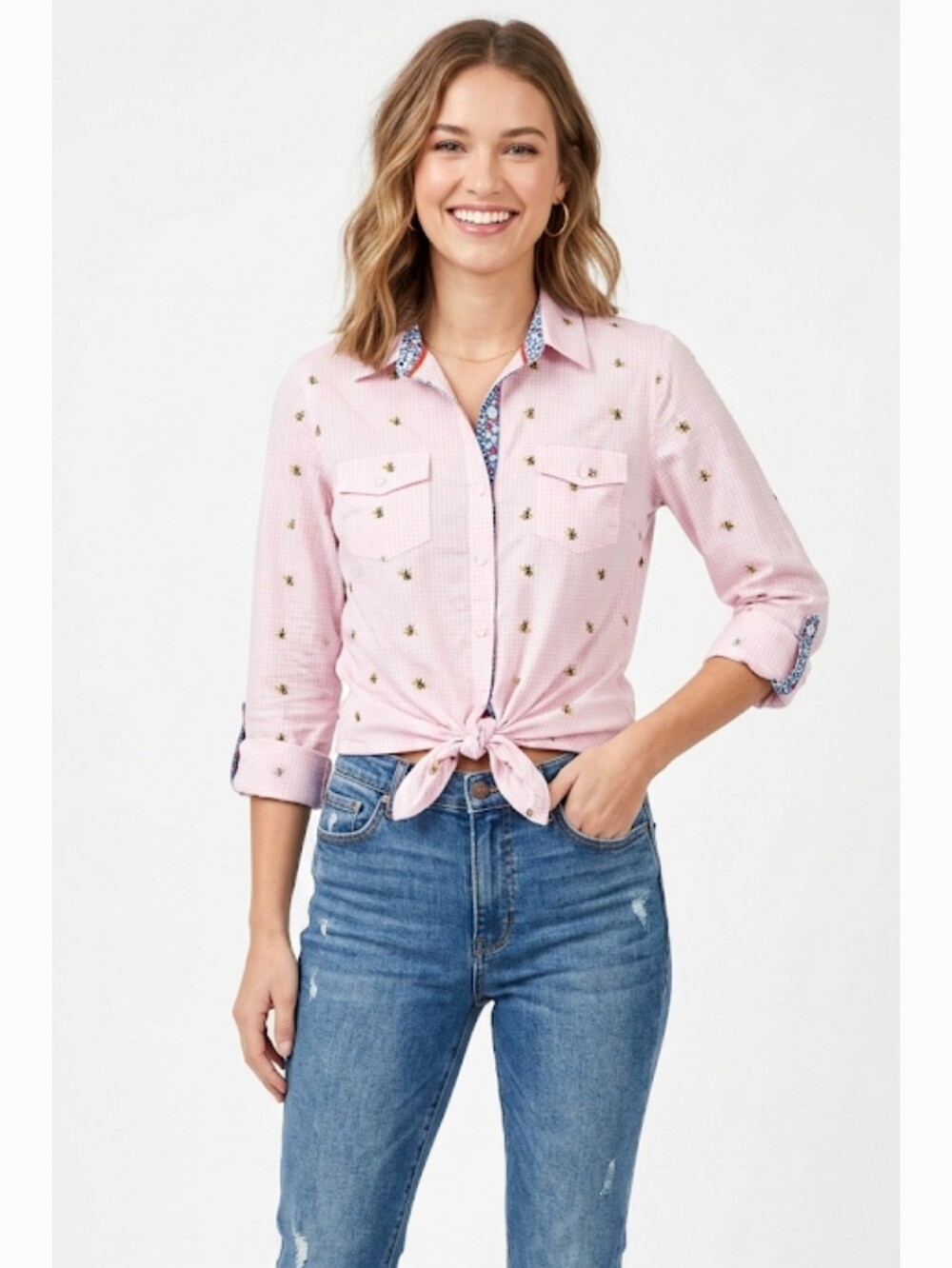 - - Matilda Jane gingham corncob cotton linen top